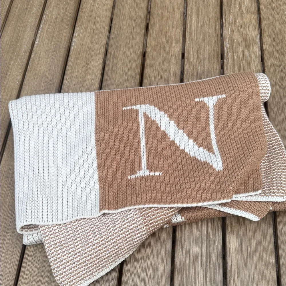 Butterscotch Blankees Monogram “N” Knit Throw Blanket